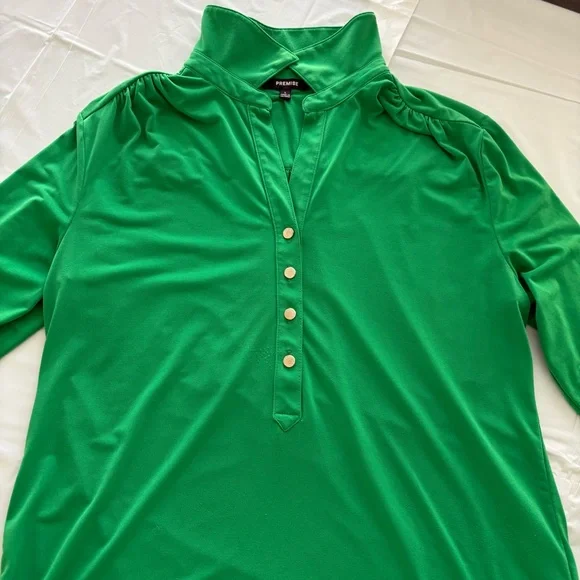 Premise Collared Blouse Green Size Large - Picture 3 of 10